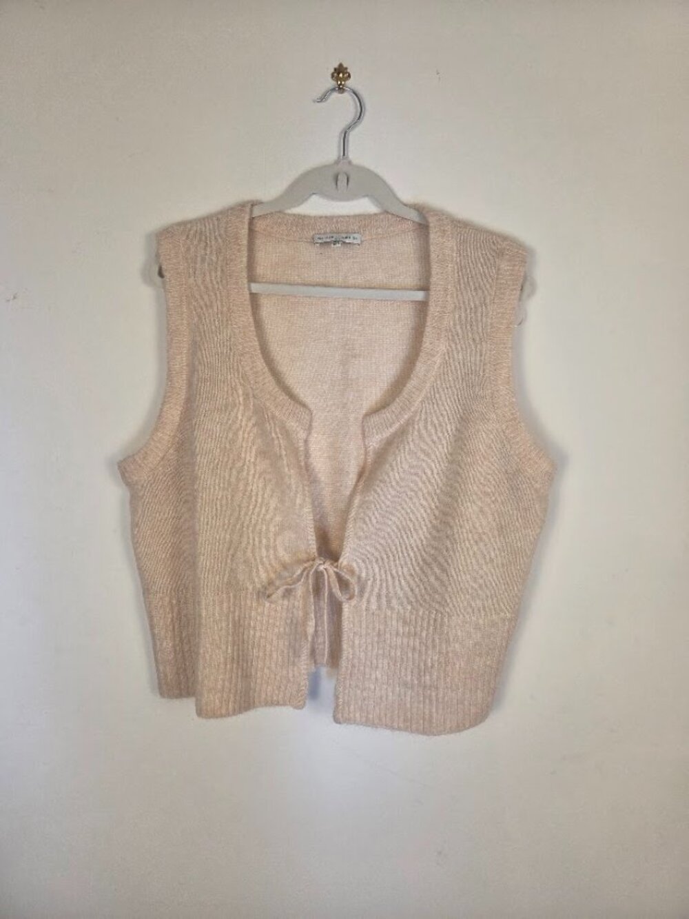 Maison d’Amélie Paris Soft Alpaca & Wool Blend Tie-Front Knit Vest Top, Plus 1X